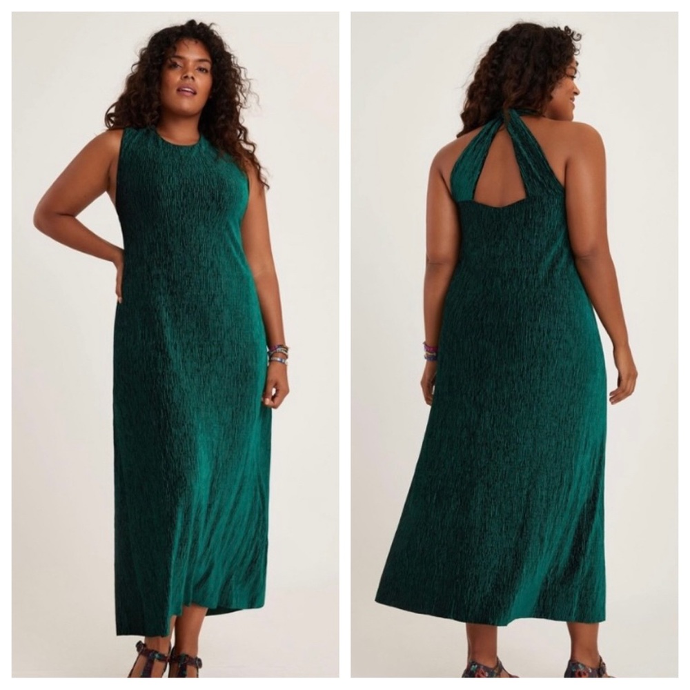 maeve - adrienne crinkle velvet twist back dress midi shimmer anthropologie